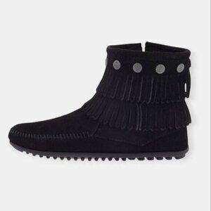 Minnetonka Double Fringe Suede Ankle Boots